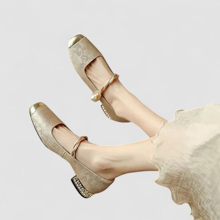 Zara | Satin Jewel-Heel Mary Janes