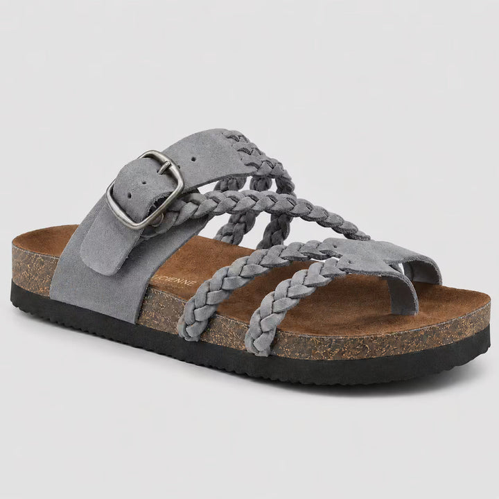 Elena Woven Leather Sandals - Grigio Azzurro