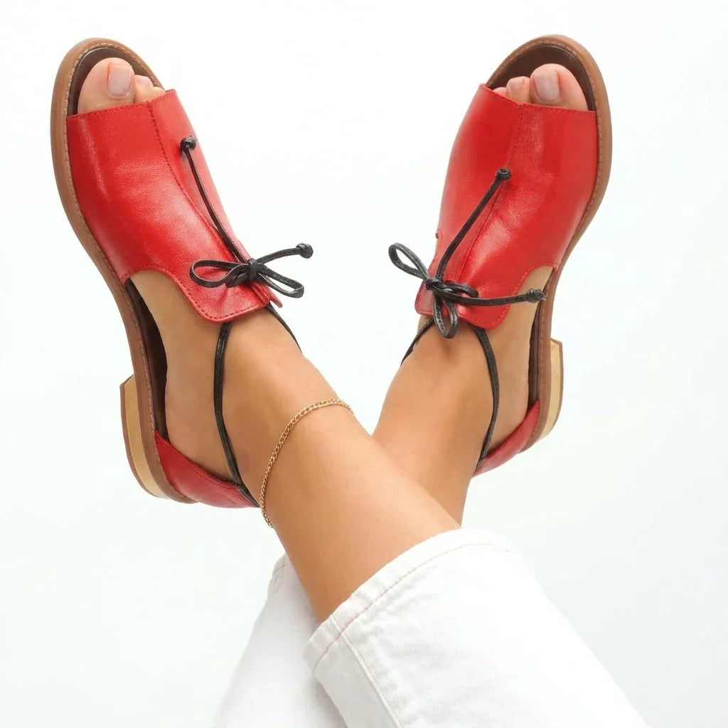 Poppy Lace-Up Sandals - Red