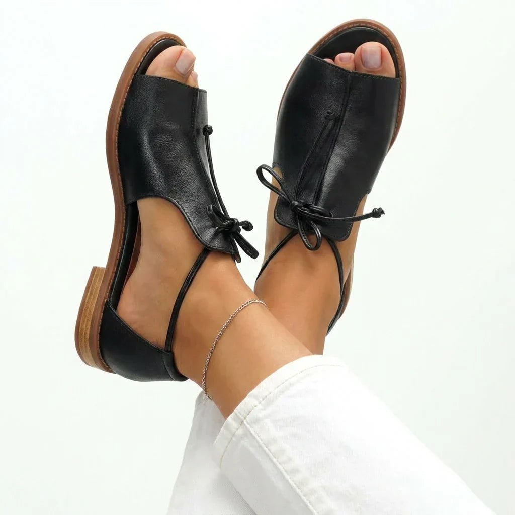 Poppy Lace-Up Sandals - Black