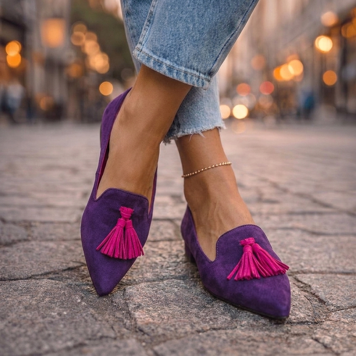 Livia Pointed Slip-On Flats - Purple &amp; Rose