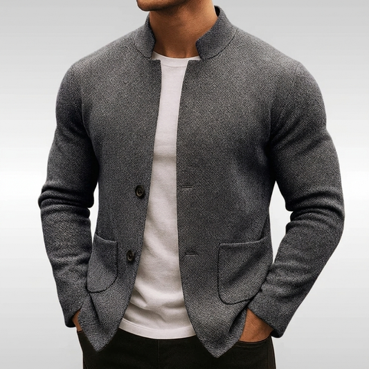 Sullivan Textured Knit Button Vest - Grey