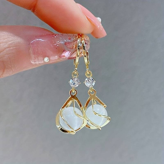 Vintage Opal Gold Earrings