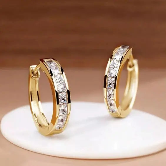 Chic Gold and Crystal Hoops