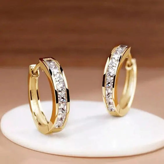 Chic Gold and Crystal Hoops