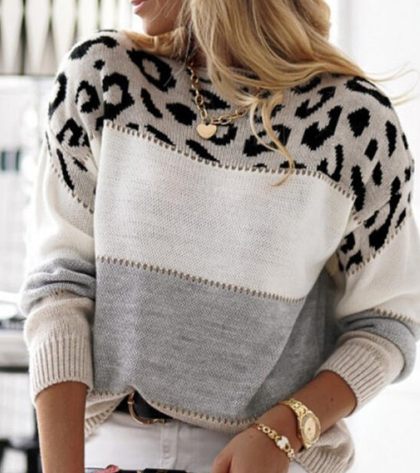 Lela | Sweater with Leopard Print
