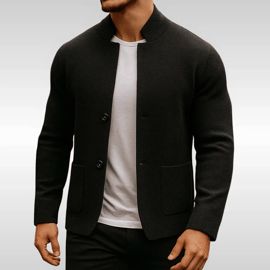 Sullivan Textured Knit Button Vest - Black