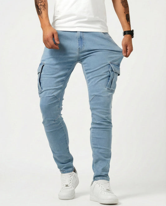 Reggie Stretch Cargo Trousers - Blue