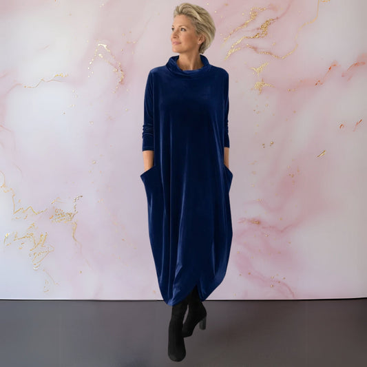 Simone | Velvet Roll Neck Maxi Dress