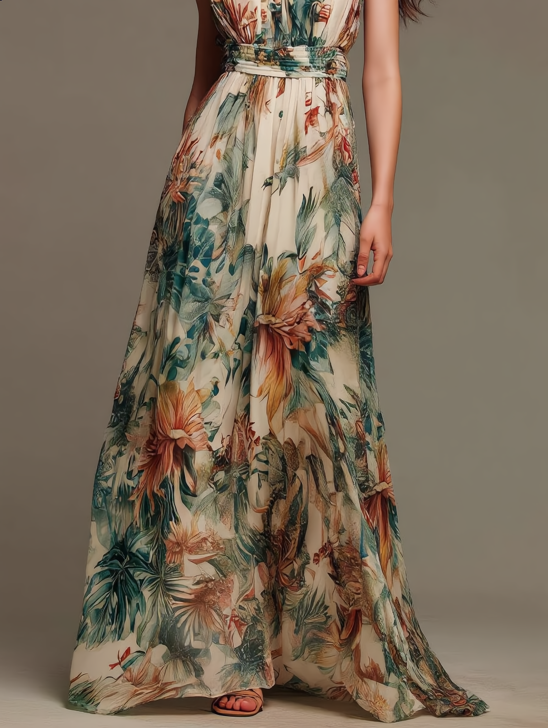 Daria Tropical Print Maxi Dress