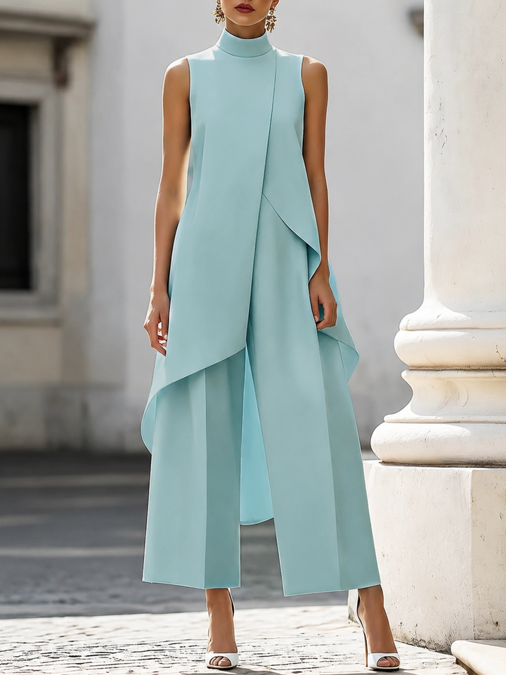 Catalina Elegant Wide-Leg Jumpsuit - Lake Blue