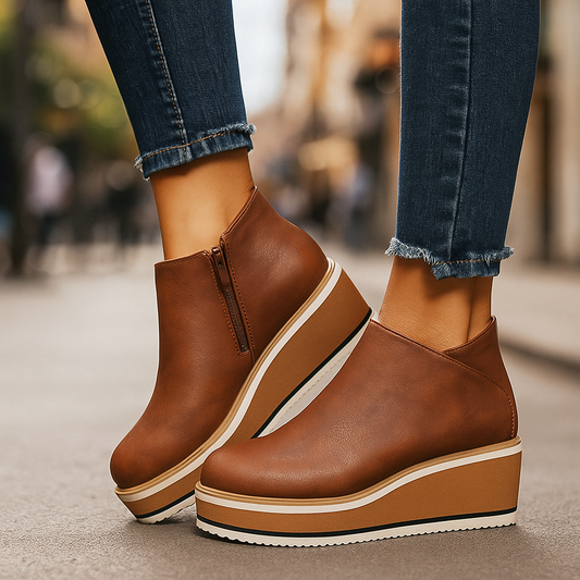 Margaret | Wedge Ankle Boots with Side Zip
