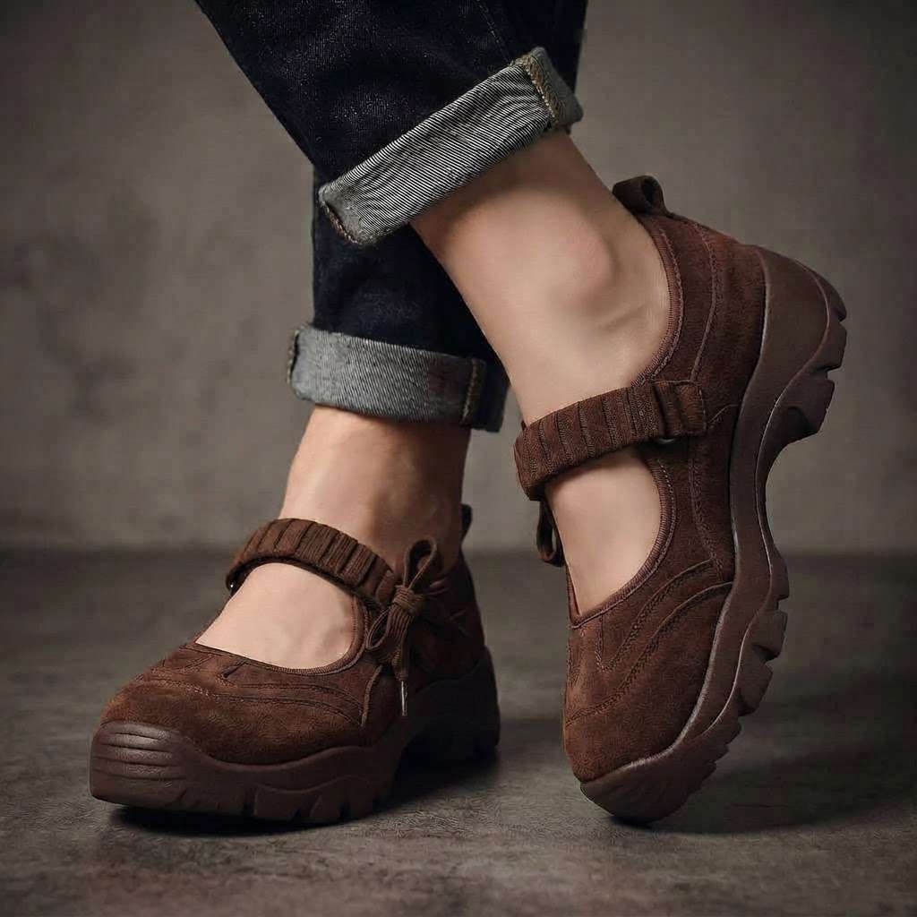 Veronica Cushioned Adjustable Loafers - Brown