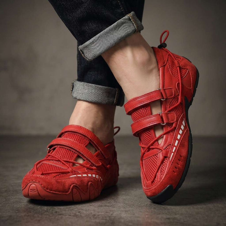 Frances Cushioned Adjustable Loafers - Red