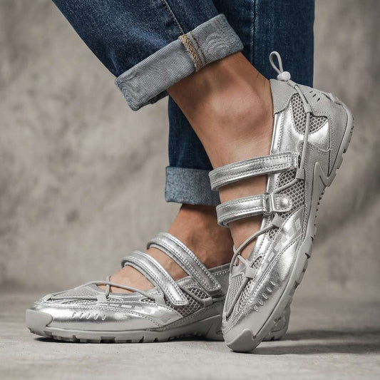 Frances Cushioned Adjustable Loafers - Platinum