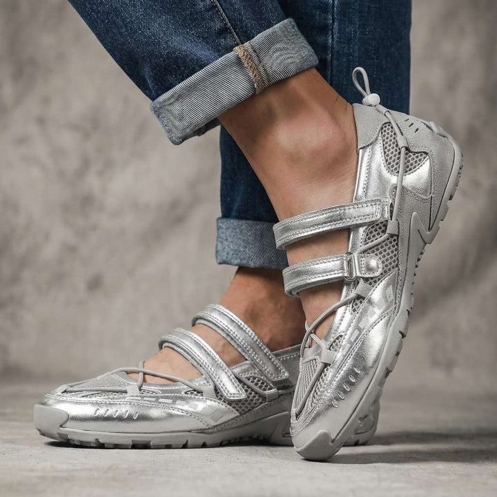Frances Cushioned Adjustable Loafers - Platinum