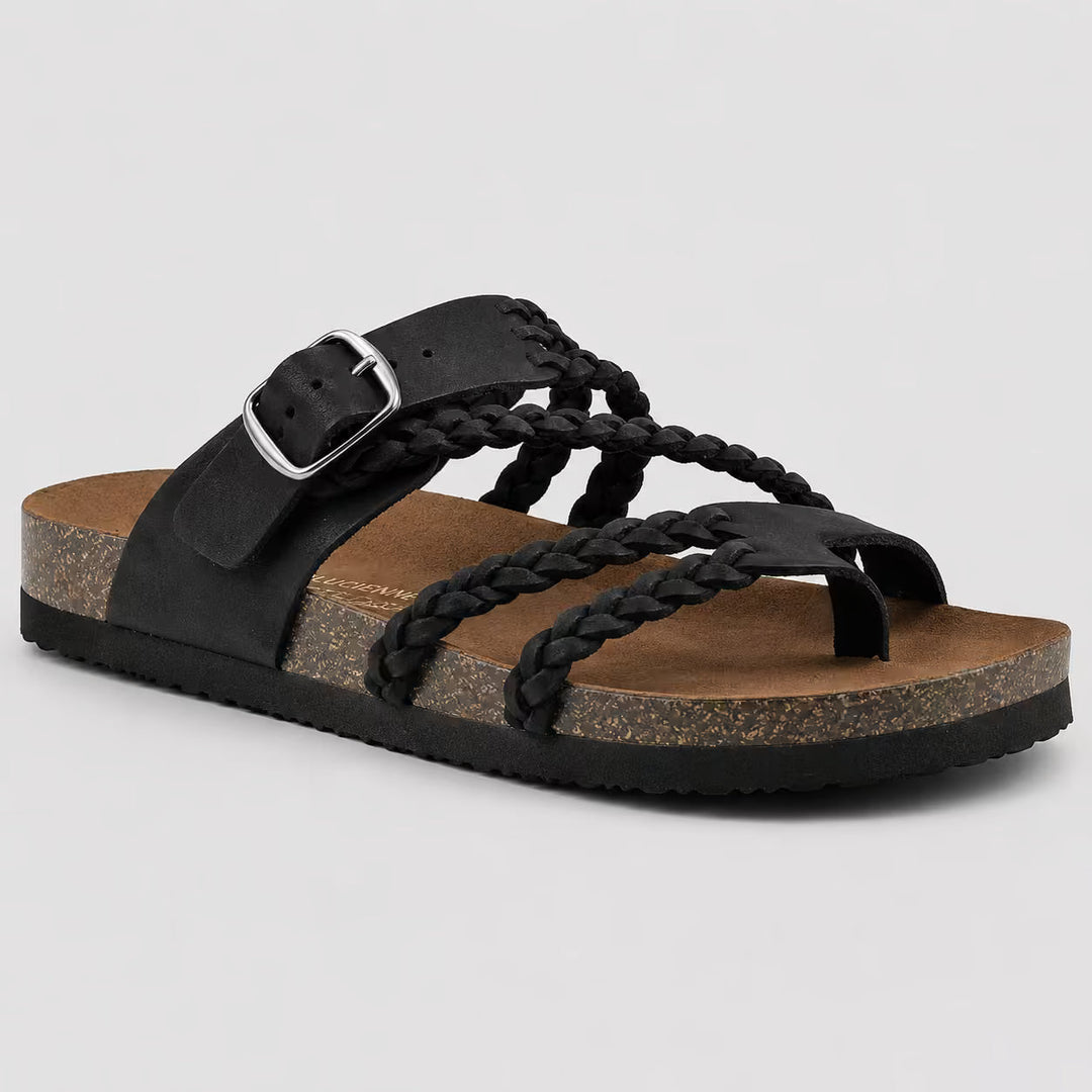 Elena Woven Leather Sandals - Nero