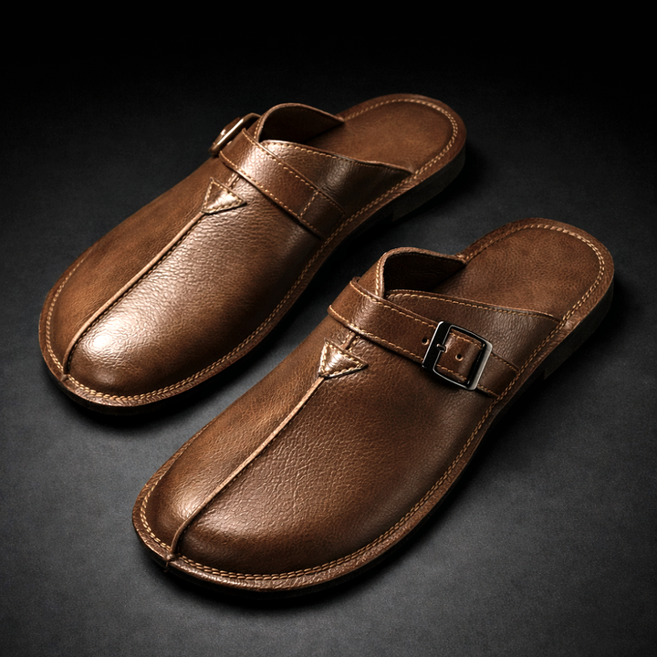 Ambrose Buckle Mules - Brown