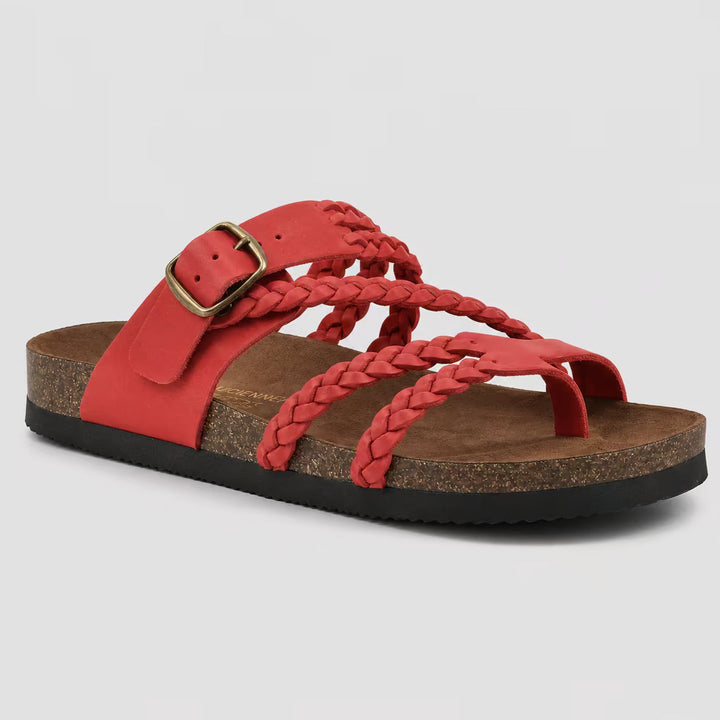 Elena Woven Leather Sandals - Rosso Ciliegia