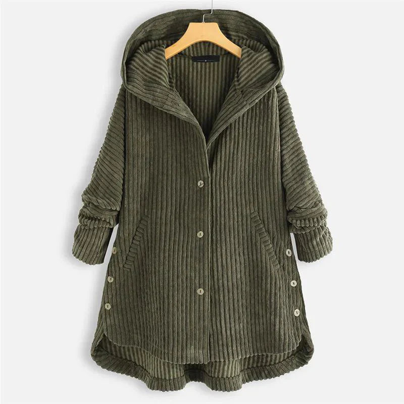 Anna | Hooded Ribbed Coat