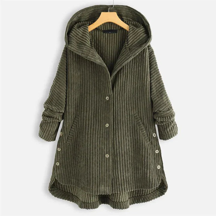 Anna | Hooded Ribbed Coat