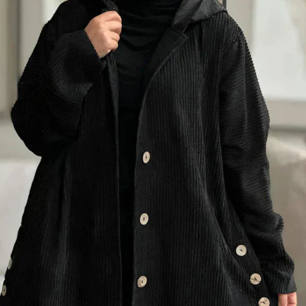 Anna | Hooded Ribbed Coat