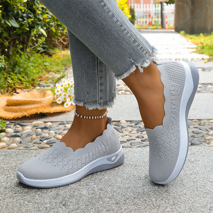 Livia Cushioned Mesh Walking Shoes - Grey