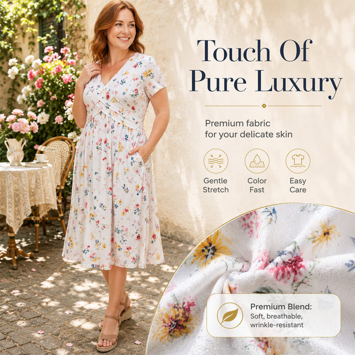 Willa Floral V-Neck Dress - White