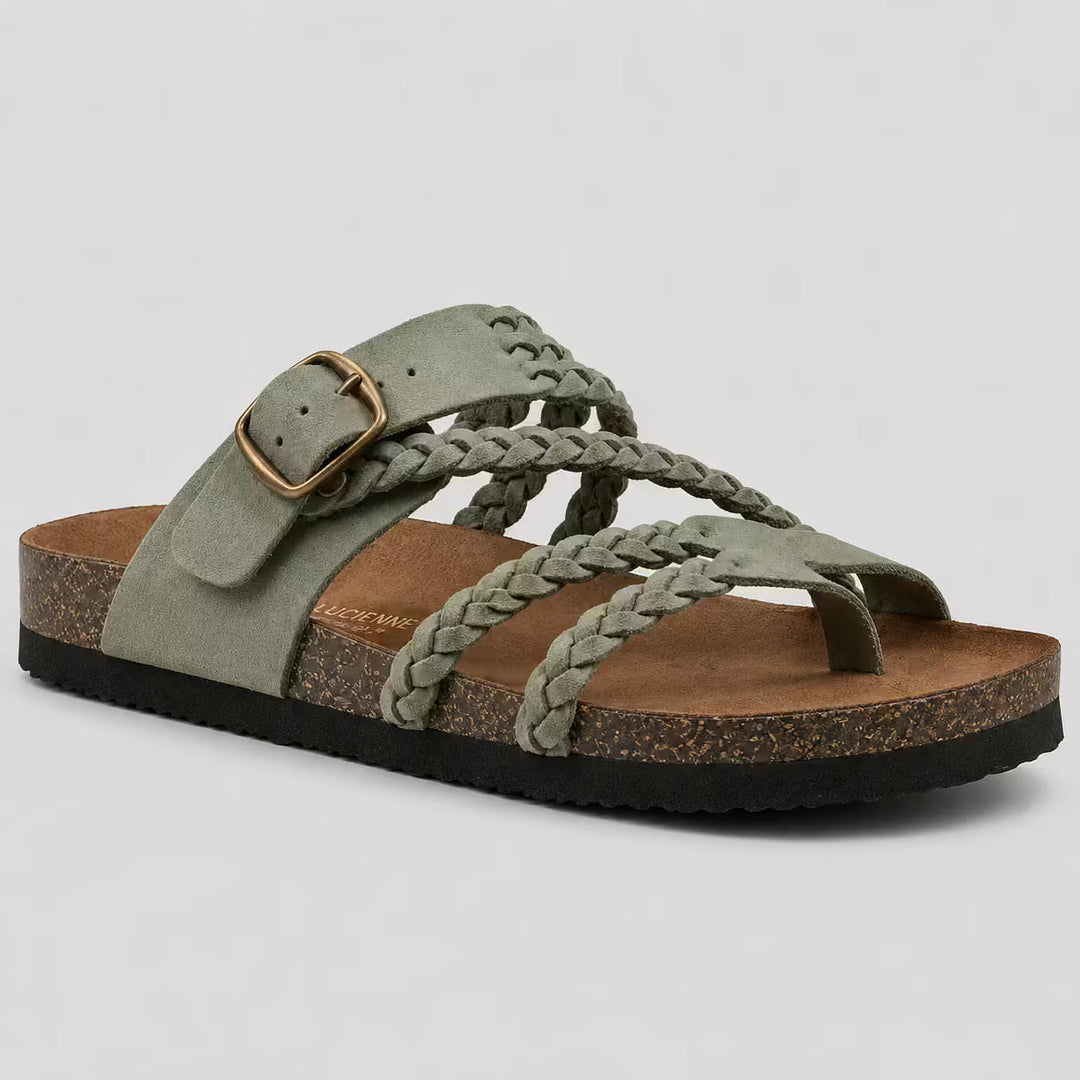 Elena Woven Leather Sandals - Verde