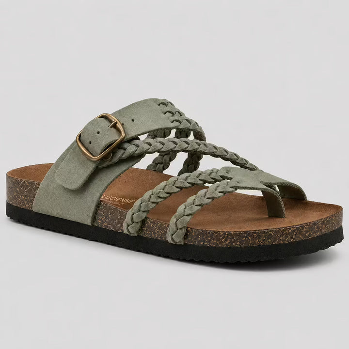 Elena Woven Leather Sandals - Verde